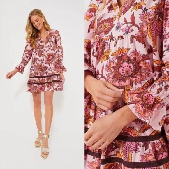 NWT Tuckernuck Tnuck Beach Sunset Chintz Kenzo Coverup, Pink & Orange - Picture 2 of 7